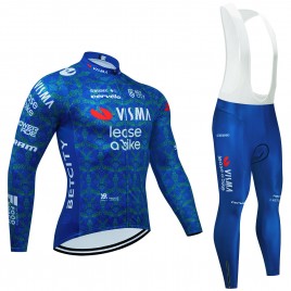 Ensemble cuissard vélo et maillot cyclisme hiver pro VISMA Lease a Bike TDF 2024 Blanc