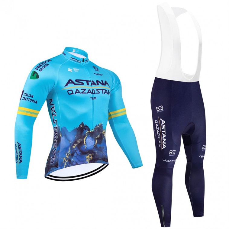 Ensemble cuissard vélo et maillot cyclisme hiver pro ASTANA QAZAQSTAN 2024 Team