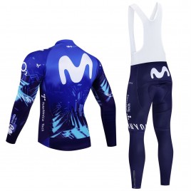 Ensemble cuissard vélo et maillot cyclisme hiver pro MOVISTAR 2024