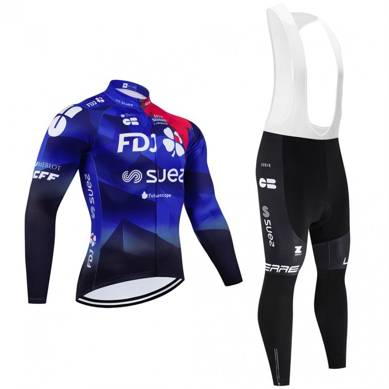 Ensemble cuissard vélo et maillot cyclisme hiver pro FDJ SUEZ 2024