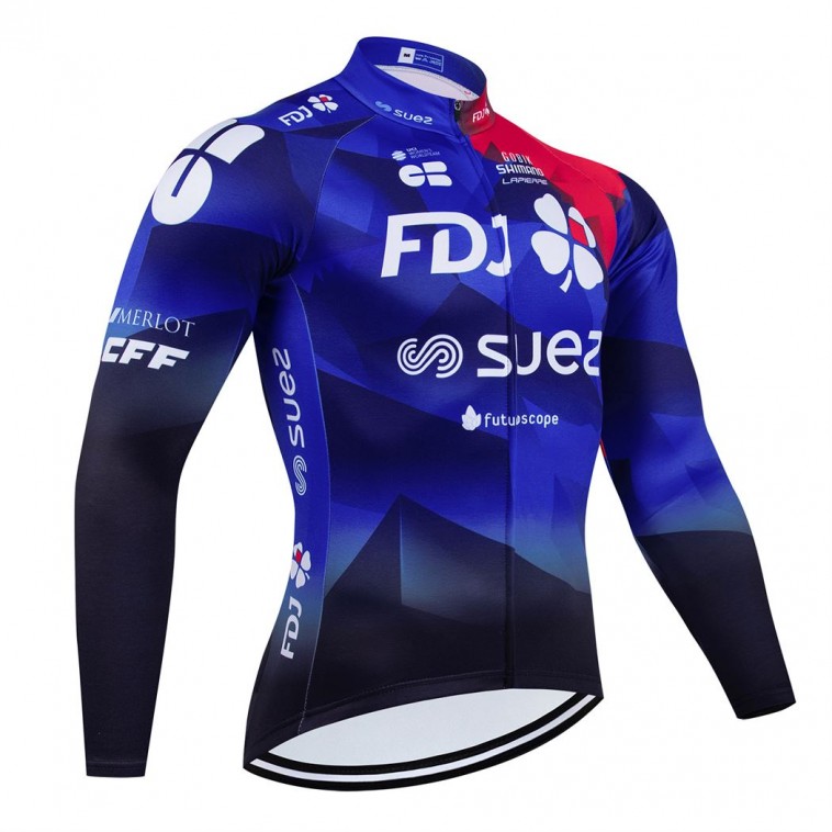 Maillot vélo hiver équipe pro FDJ SUEZ 2024