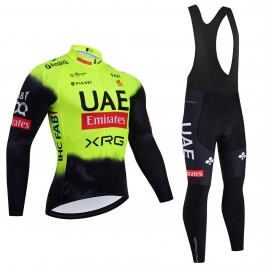 Ensemble cuissard vélo et maillot cyclisme hiver pro UAE TEAM EMIRATES 2025 Fluo