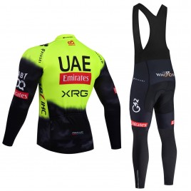 Ensemble cuissard vélo et maillot cyclisme hiver pro UAE TEAM EMIRATES 2025 Fluo