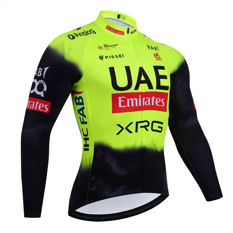 Maillot vélo hiver équipe pro UAE TEAM EMIRATES 2025 Fluo