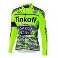 Ensemble cuissard vélo et maillot cyclisme hiver équipe pro Tinkoff Saxo fluo