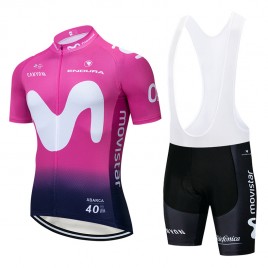 Ensemble cuissard vélo et maillot cyclisme pro MOVISTAR 2019 Rose