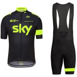 Ensemble cuissard vélo et maillot cyclisme équipe pro SKY fluo