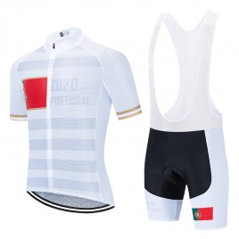 Ensemble cuissard vélo et maillot cyclisme pro PORTUGAL 2020 Blanc Aero Mesh